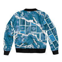 Hawaii Japanese Culture Blue Bomber Jacket Spring Cranes Aloha Pattern