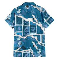 Hawaii Japanese Culture Blue Family Matching Off The Shoulder Long Sleeve Dress and Hawaiian Shirt Spring Cranes Aloha Pattern