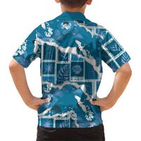 Hawaii Japanese Culture Blue Family Matching Off Shoulder Maxi Dress and Hawaiian Shirt Spring Cranes Aloha Pattern LT01 - Polynesian Pride