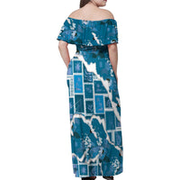 Hawaii Japanese Culture Blue Family Matching Off Shoulder Maxi Dress and Hawaiian Shirt Spring Cranes Aloha Pattern LT01 - Polynesian Pride