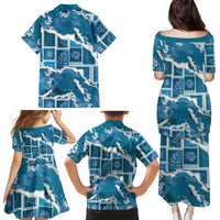 Hawaii Japanese Culture Blue Family Matching Puletasi and Hawaiian Shirt Spring Cranes Aloha Pattern LT01 - Polynesian Pride