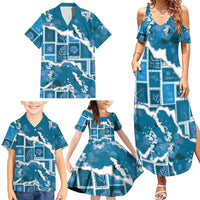 Hawaii Japanese Culture Blue Family Matching Summer Maxi Dress and Hawaiian Shirt Spring Cranes Aloha Pattern LT01 - Polynesian Pride
