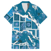 Hawaii Japanese Culture Blue Family Matching Summer Maxi Dress and Hawaiian Shirt Spring Cranes Aloha Pattern LT01 Dad's Shirt - Short Sleeve Blue - Polynesian Pride