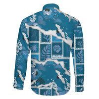 Hawaii Japanese Culture Blue Family Matching Summer Maxi Dress and Hawaiian Shirt Spring Cranes Aloha Pattern LT01 - Polynesian Pride