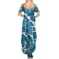 Hawaii Japanese Culture Blue Family Matching Summer Maxi Dress and Hawaiian Shirt Spring Cranes Aloha Pattern LT01 - Polynesian Pride