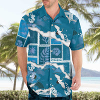 Hawaii Japanese Culture Blue Hawaiian Shirt Spring Cranes Aloha Pattern