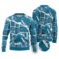 Hawaii Japanese Culture Blue Ugly Christmas Sweater Spring Cranes Aloha Pattern LT01 Blue - Polynesian Pride