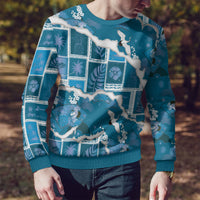 Hawaii Japanese Culture Blue Ugly Christmas Sweater Spring Cranes Aloha Pattern LT01 - Polynesian Pride