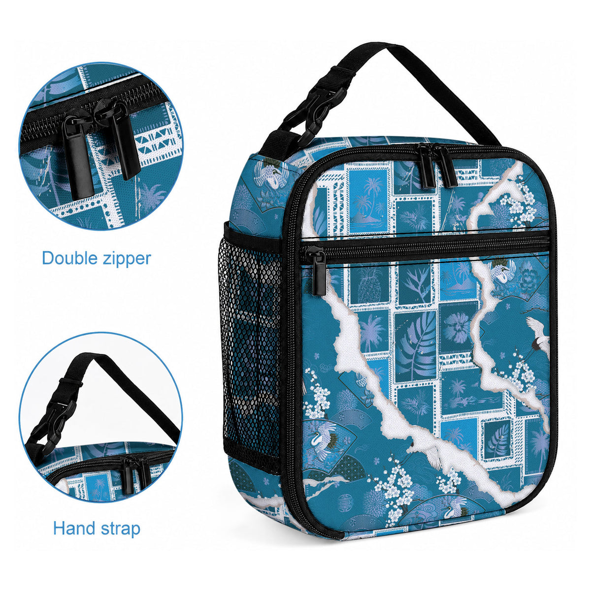 Hawaii Japanese Culture Blue Lunch Bag Spring Cranes Aloha Pattern LT01 - Polynesian Pride