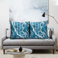 Hawaii Japanese Culture Blue Pillow Cover Spring Cranes Aloha Pattern