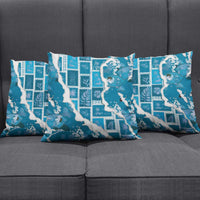 Hawaii Japanese Culture Blue Pillow Cover Spring Cranes Aloha Pattern
