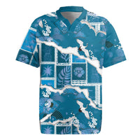 Hawaii Japanese Culture Blue Rugby Jersey Spring Cranes Aloha Pattern