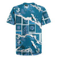 Hawaii Japanese Culture Blue Rugby Jersey Spring Cranes Aloha Pattern