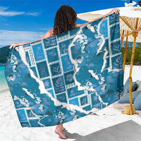 Hawaii Japanese Culture Blue Sarong Spring Cranes Aloha Pattern