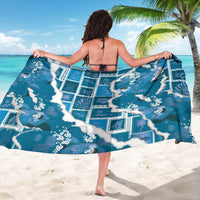 Hawaii Japanese Culture Blue Sarong Spring Cranes Aloha Pattern