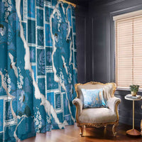 Hawaii Japanese Culture Blue Window Curtain Spring Cranes Aloha Pattern