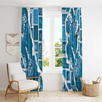 Hawaii Japanese Culture Blue Window Curtain Spring Cranes Aloha Pattern