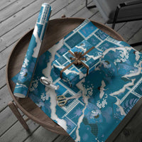 Hawaii Japanese Culture Blue Wrapping Paper Spring Cranes Aloha Pattern