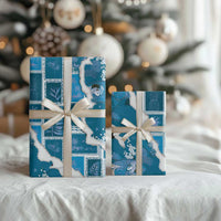 Hawaii Japanese Culture Blue Wrapping Paper Spring Cranes Aloha Pattern