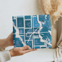 Hawaii Japanese Culture Blue Wrapping Paper Spring Cranes Aloha Pattern