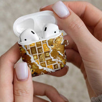 Hawaii Japanese Culture Gold AirPods Case Spring Cranes Aloha Pattern