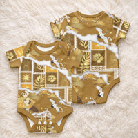 Hawaii Japanese Culture Gold Baby Onesie Spring Cranes Aloha Pattern LT01 - Polynesian Pride