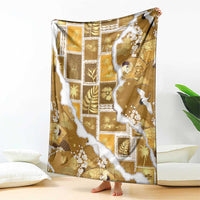 Hawaii Japanese Culture Gold Blanket Spring Cranes Aloha Pattern LT01 - Polynesian Pride