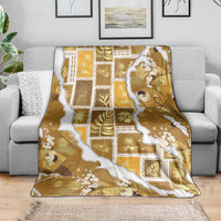 Hawaii Japanese Culture Gold Blanket Spring Cranes Aloha Pattern LT01 - Polynesian Pride