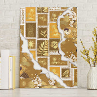 Hawaii Japanese Culture Gold Canvas Wall Art Spring Cranes Aloha Pattern