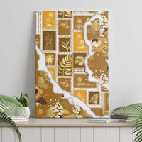 Hawaii Japanese Culture Gold Canvas Wall Art Spring Cranes Aloha Pattern