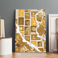Hawaii Japanese Culture Gold Canvas Wall Art Spring Cranes Aloha Pattern