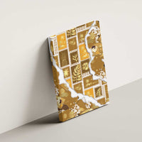 Hawaii Japanese Culture Gold Canvas Wall Art Spring Cranes Aloha Pattern