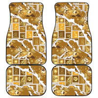 Hawaii Japanese Culture Gold Car Mats Spring Cranes Aloha Pattern