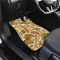 Hawaii Japanese Culture Gold Car Mats Spring Cranes Aloha Pattern