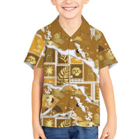 Hawaii Japanese Culture Gold Family Matching Off Shoulder Maxi Dress and Hawaiian Shirt Spring Cranes Aloha Pattern LT01 Son's Shirt Gold - Polynesian Pride
