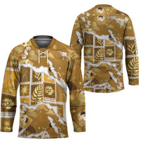 Hawaii Japanese Culture Gold Hockey Jersey Spring Cranes Aloha Pattern