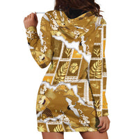 Hawaii Japanese Culture Gold Hoodie Dress Spring Cranes Aloha Pattern