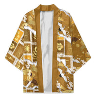 Hawaii Japanese Culture Gold Kimono Spring Cranes Aloha Pattern