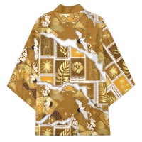 Hawaii Japanese Culture Gold Kimono Spring Cranes Aloha Pattern