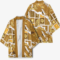 Hawaii Japanese Culture Gold Kimono Spring Cranes Aloha Pattern