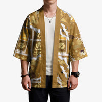 Hawaii Japanese Culture Gold Kimono Spring Cranes Aloha Pattern
