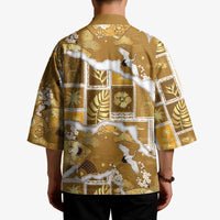 Hawaii Japanese Culture Gold Kimono Spring Cranes Aloha Pattern