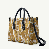 Hawaii Japanese Culture Gold Leather Bag Spring Cranes Aloha Pattern