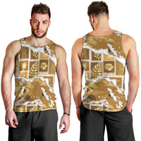 Hawaii Japanese Culture Gold Men Tank Top Spring Cranes Aloha Pattern