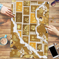 Hawaii Japanese Culture Gold Puzzle Spring Cranes Aloha Pattern