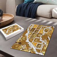 Hawaii Japanese Culture Gold Puzzle Spring Cranes Aloha Pattern