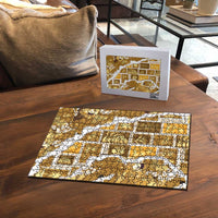 Hawaii Japanese Culture Gold Puzzle Spring Cranes Aloha Pattern