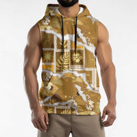 Hawaii Japanese Culture Gold Sleeveless Hoodie Spring Cranes Aloha Pattern