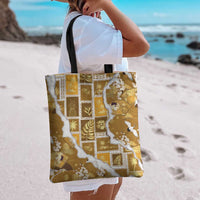 Hawaii Japanese Culture Gold Tote Bag Spring Cranes Aloha Pattern