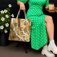 Hawaii Japanese Culture Gold Tote Bag Spring Cranes Aloha Pattern